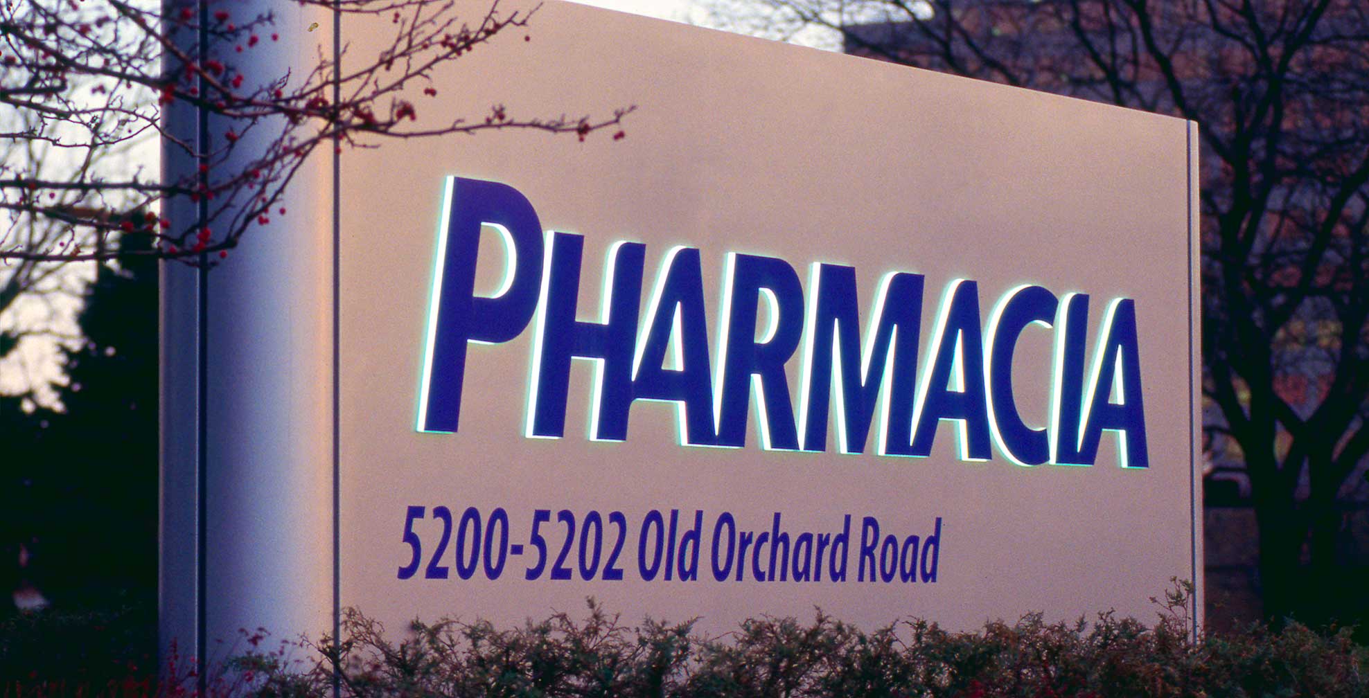 pharmacia_sign.jpg Art Direction by: Bart Crosby, Crosby Associates